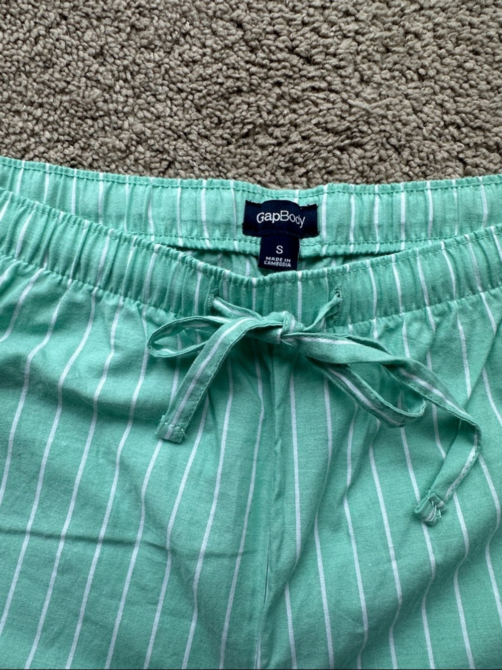 GapBody NWT Striped Mint Green Pajama Pants - Picture 2 of 3